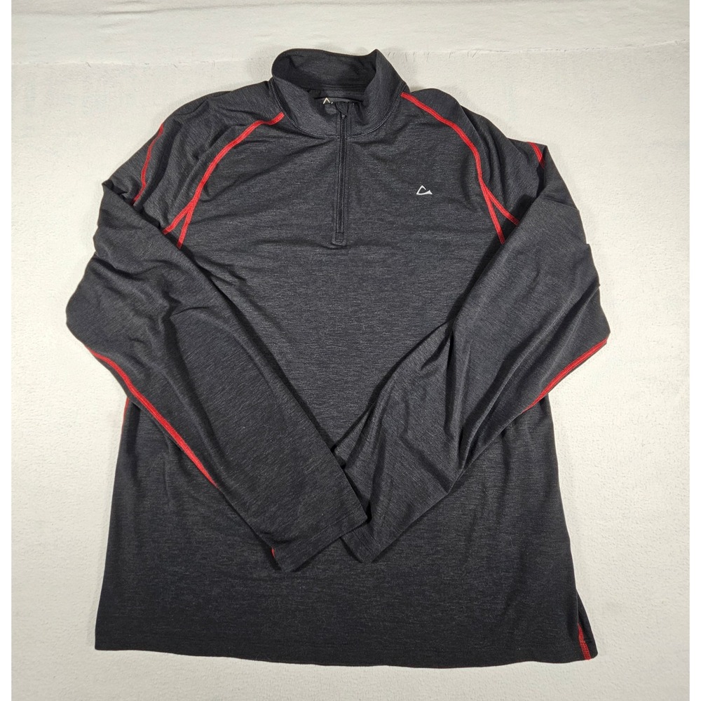Paradox Mens XL Merino Blend 1/4 Zip Pullover Gray Red Stitching Drirelease 1448